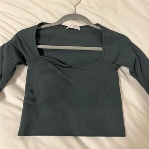 Stylish Teal Ribbed Crop Top